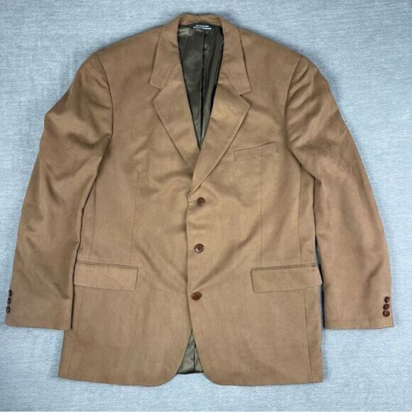 Tailor’s Bench Brown Sueded Vintage Blazer Suit Jacket Men’s Size 46L - Picture 1 of 11